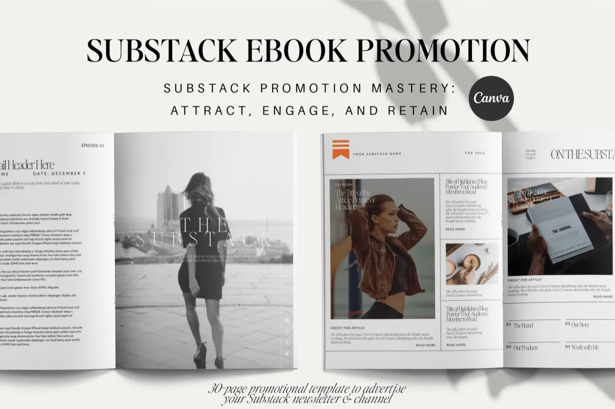 Substack eBook Promotion Canva Template preview