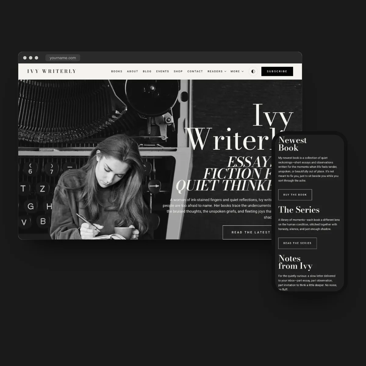 Writerly Author Website Template, inside pages