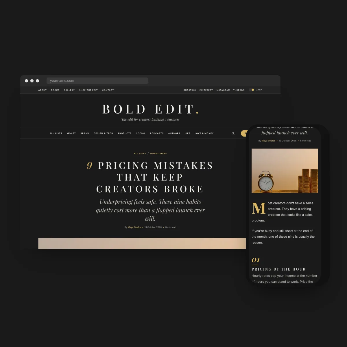 Bold Edit Magazine Website Template, inside pages