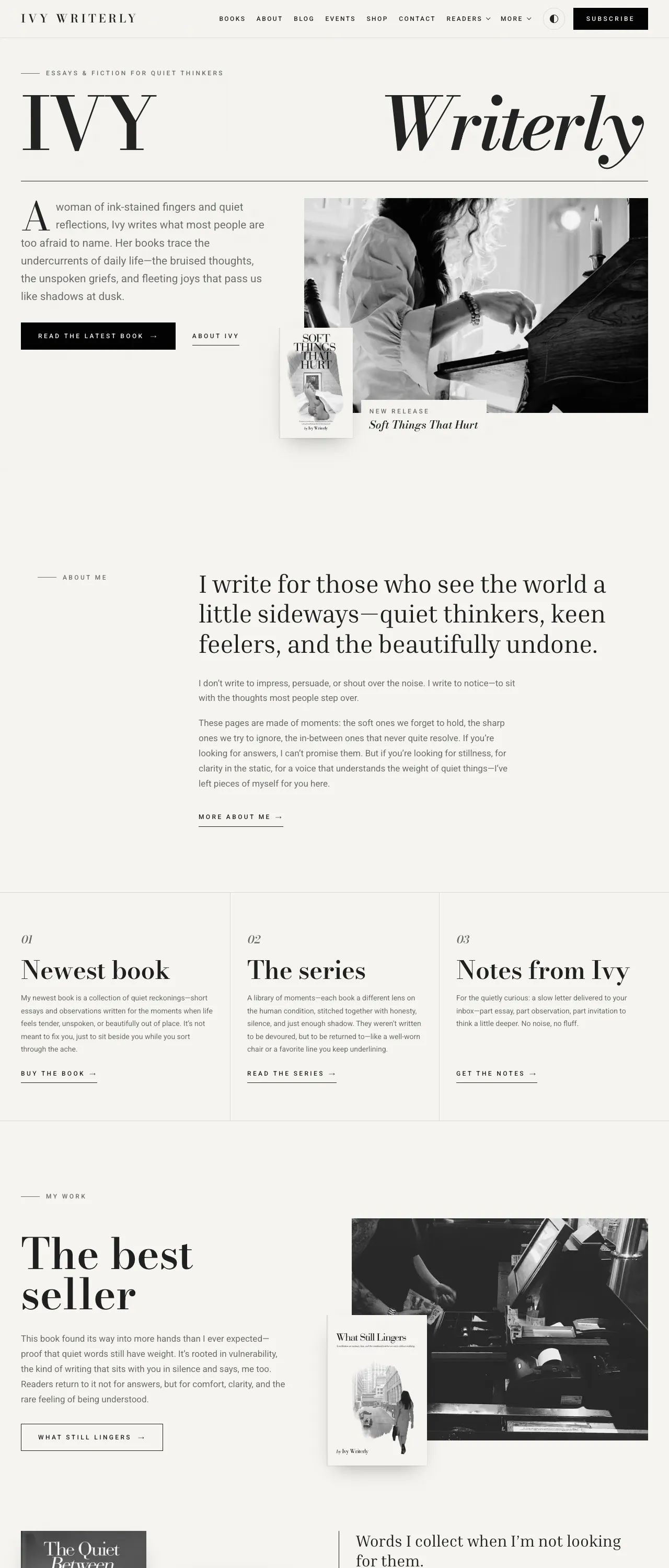 Home: Editorial design page of the Writerly template