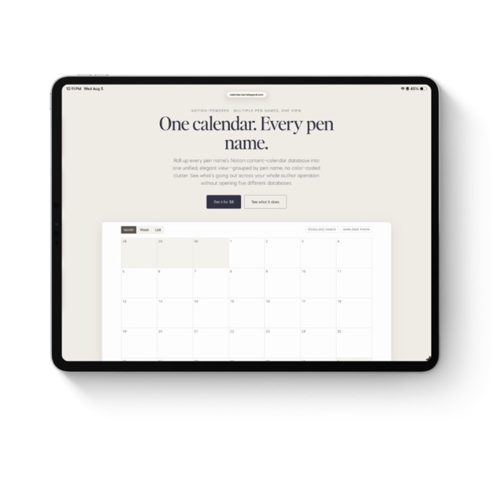 Calendar preview