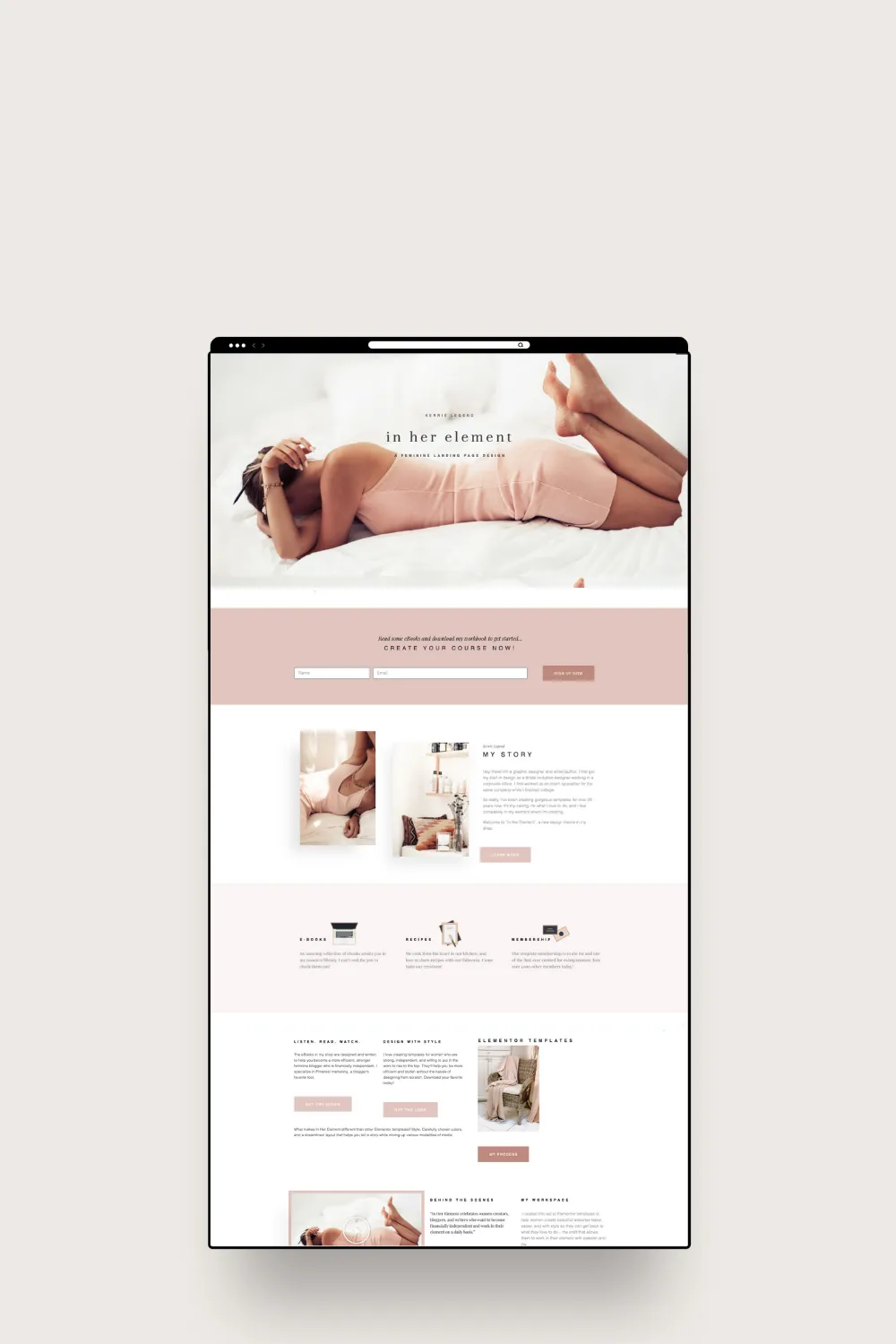 In Her Element Landing Page 1 for Elementor WordPress